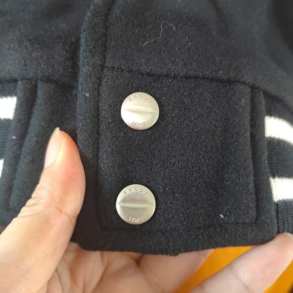 Rhude Embroidered Panel Leather Sleeve Casual Baseball Jacket - Picture 11 of 14